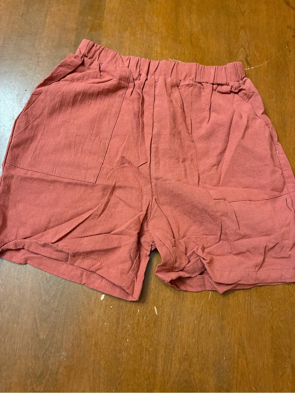 SHEIN Rust Red Elastic-Waist Casual Shorts